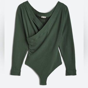 Free People |  Waffle knit green bodysuit